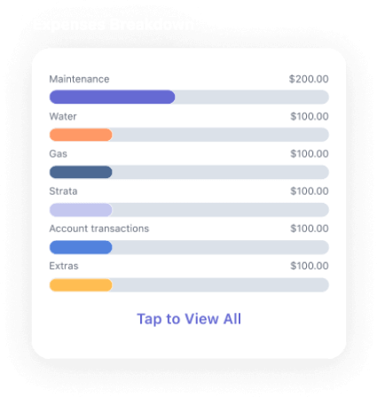 App screenshot of Expenses breakdown section