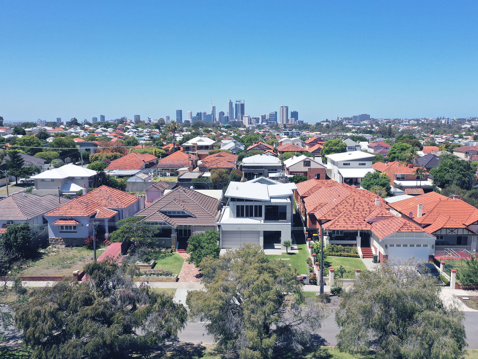Rooftops of homes in Australia