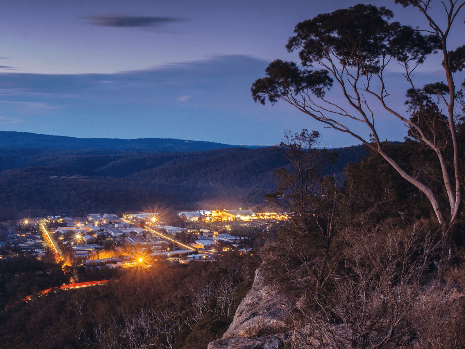 Image of town in rural NSW at dusk.