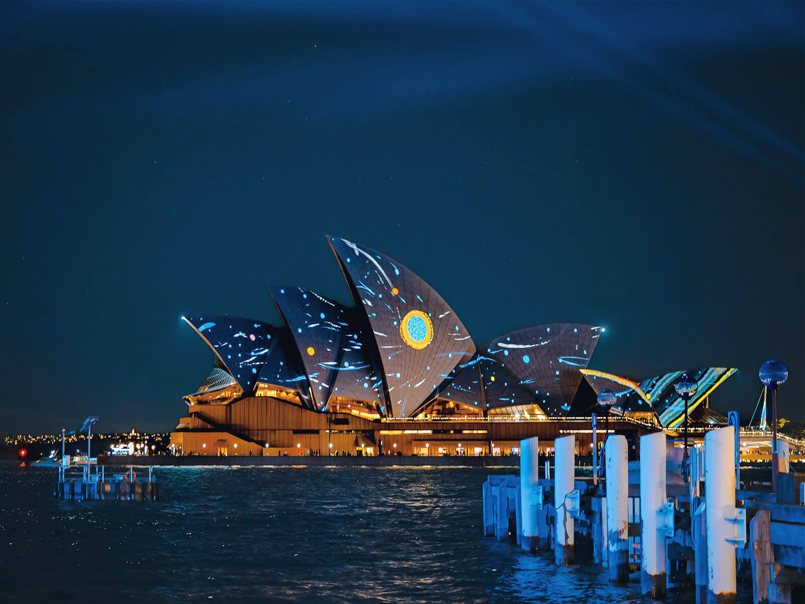 Sydney Opera House lit up for Vivid.