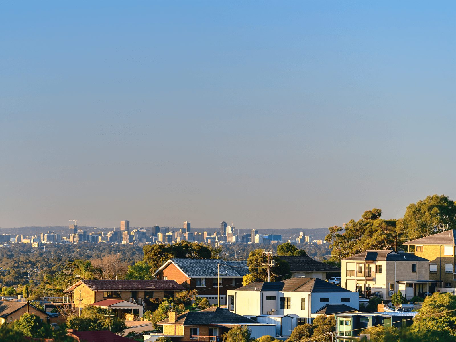 Suburb in Adelaide, with city views