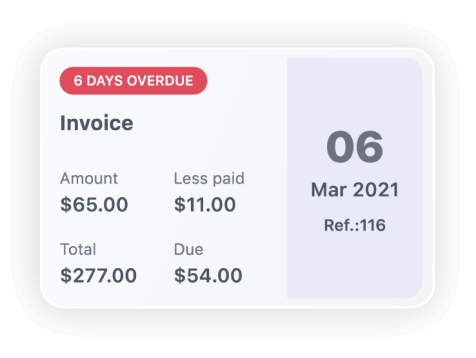 App screenshot of Invoice section