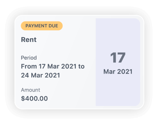 App screenshot of Payment Due section
