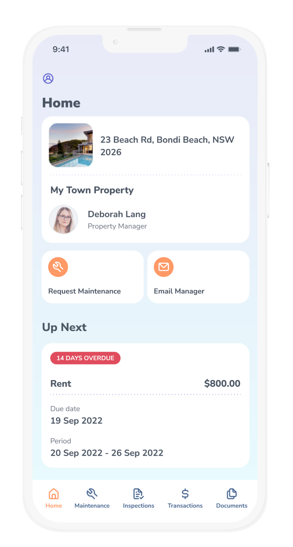 PropertyMe Tenant mobile app on phone