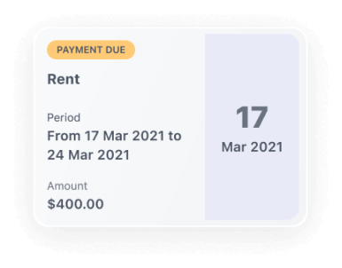 App screenshot of Rent Payments section