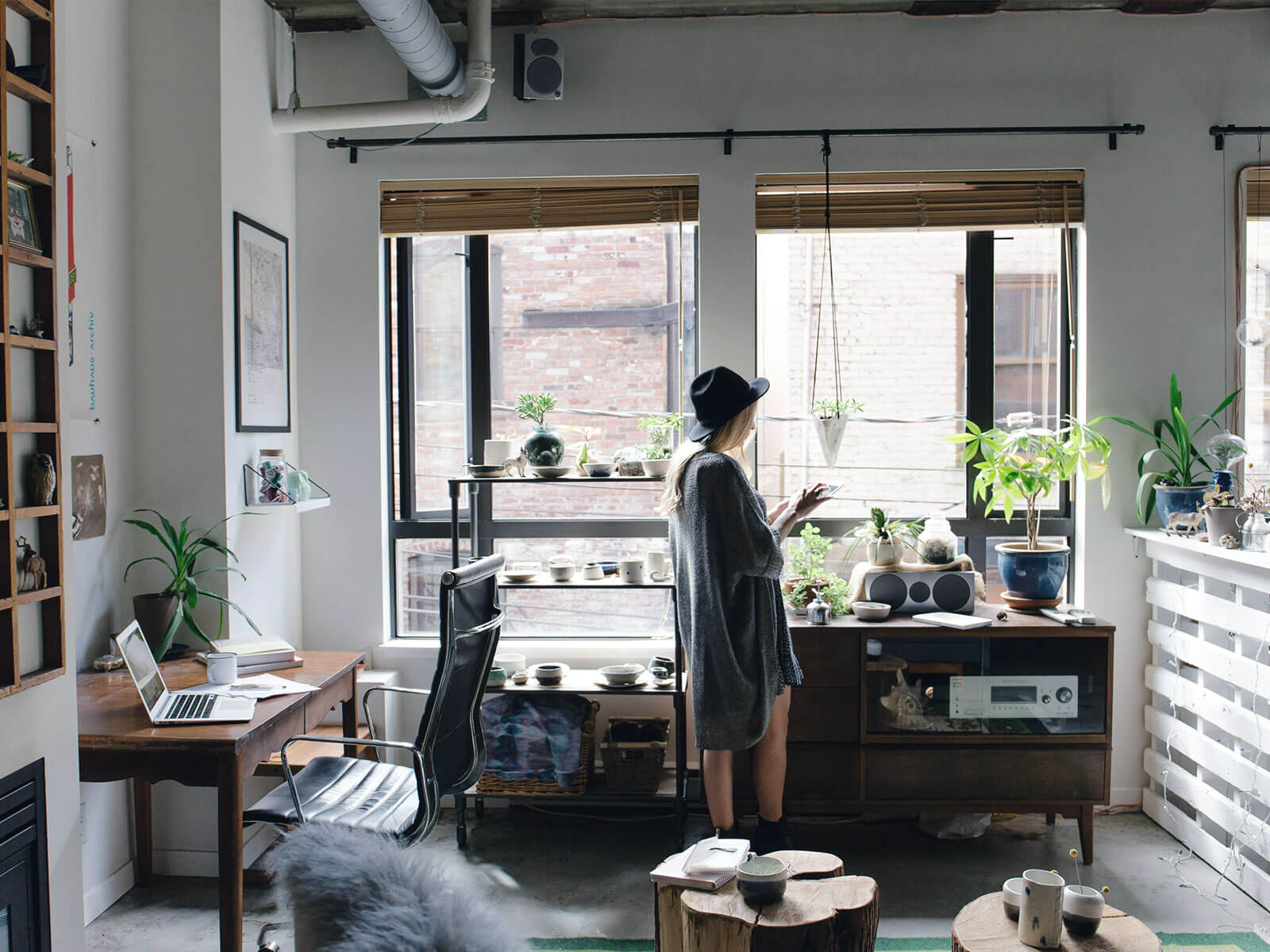 Woman inspecting apartment