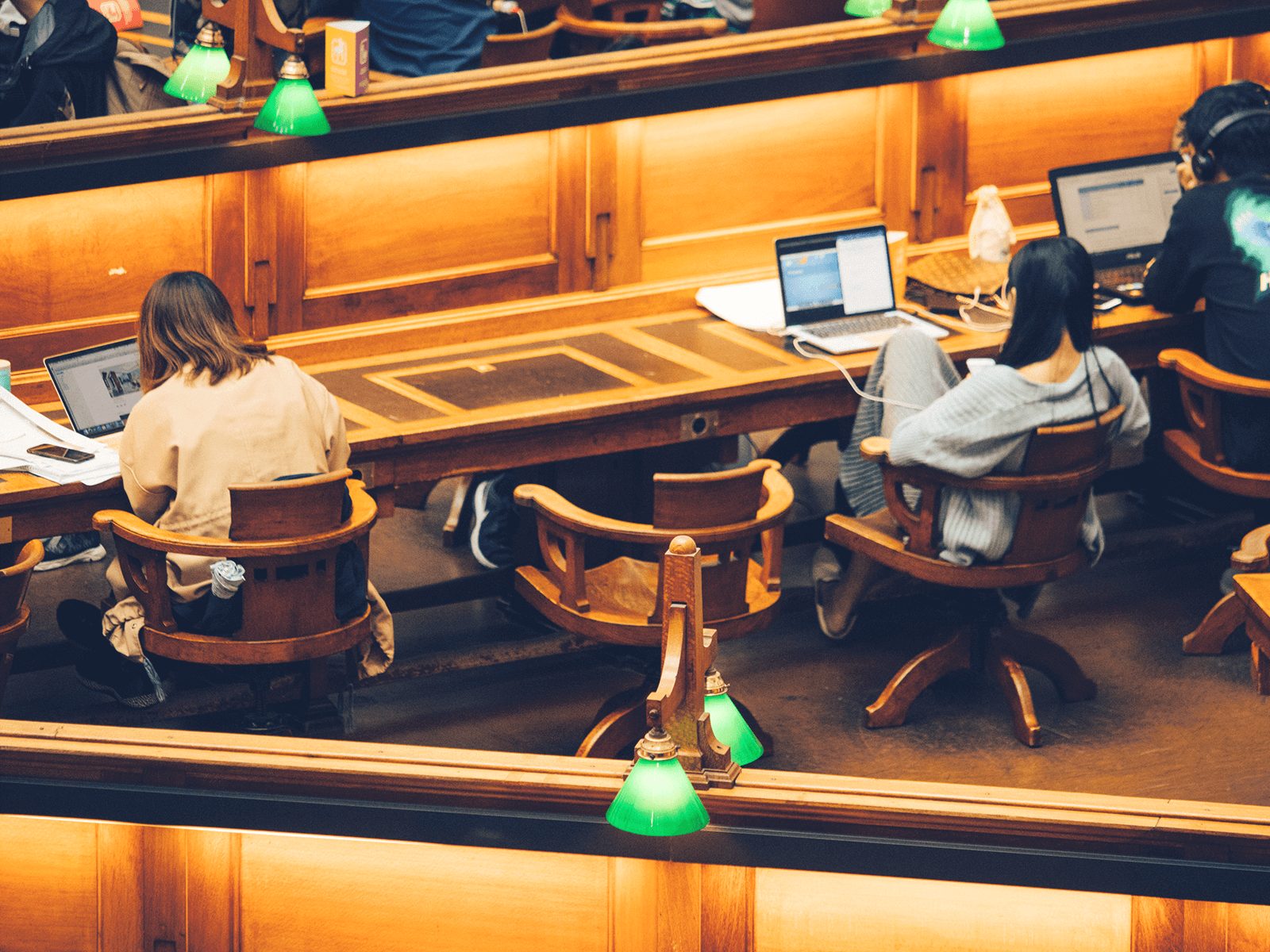 students sitting in library