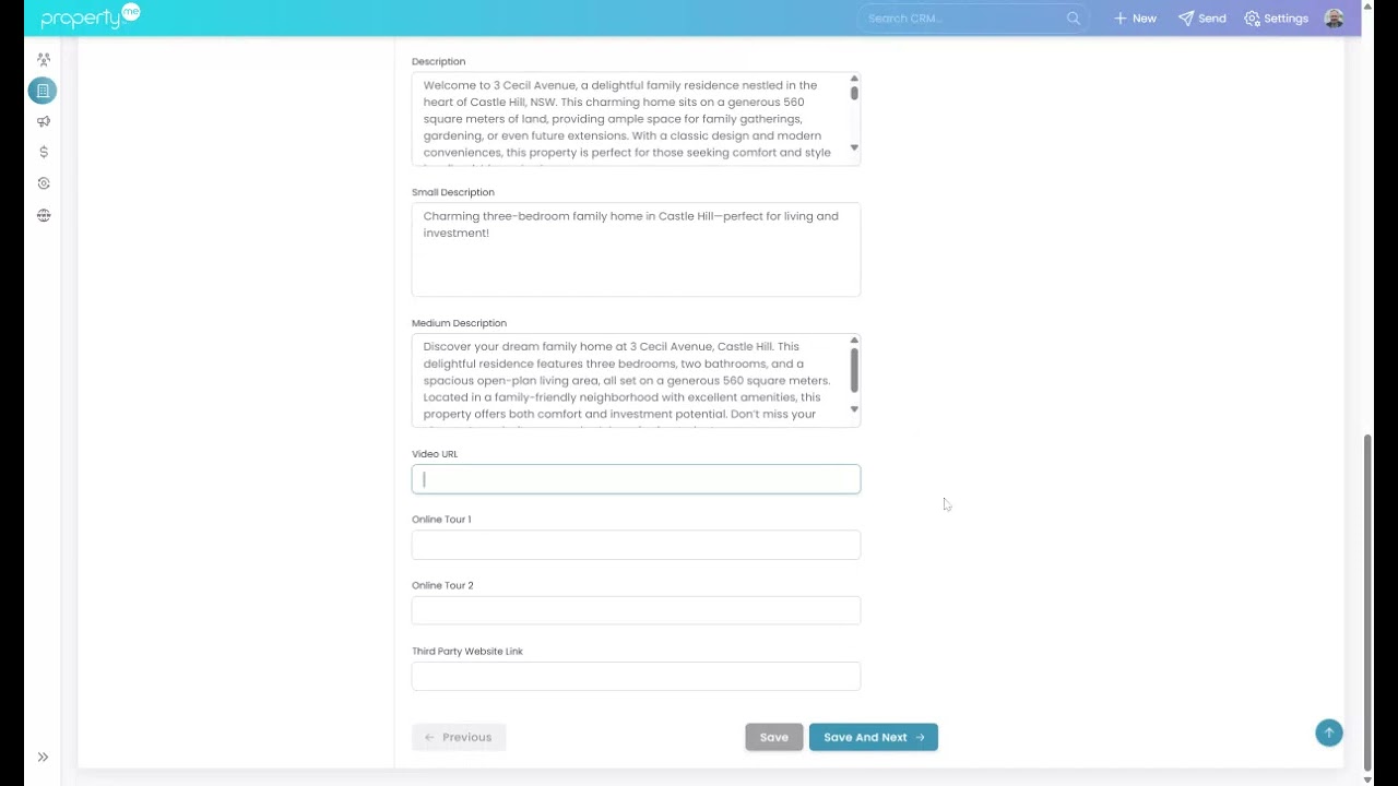 PropertyMe CRM | Add A Residential Sale Listing