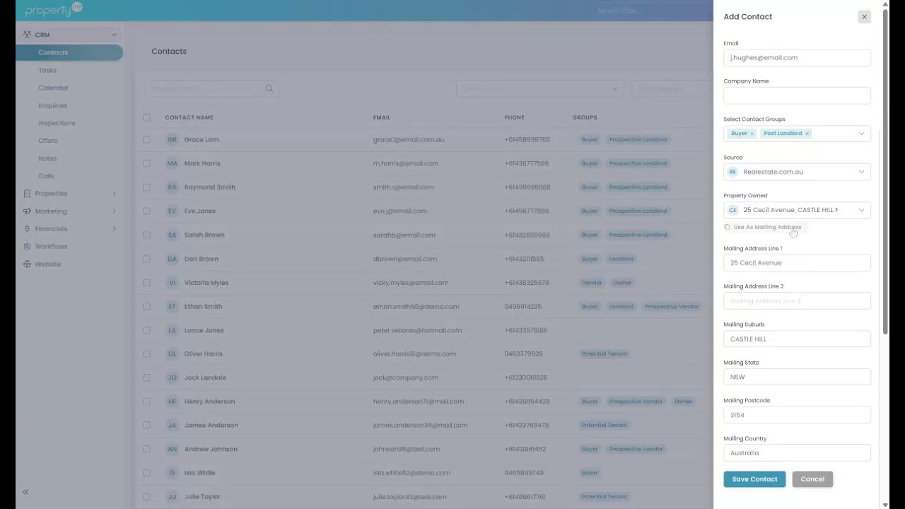 PropertyMe CRM | Add A Contact
