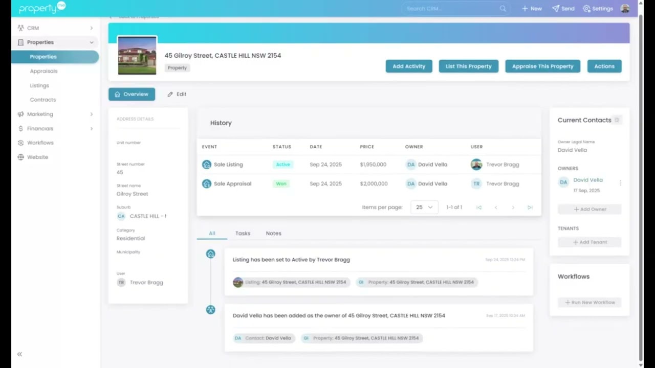 PropertyMe CRM | Properties Lifecycle