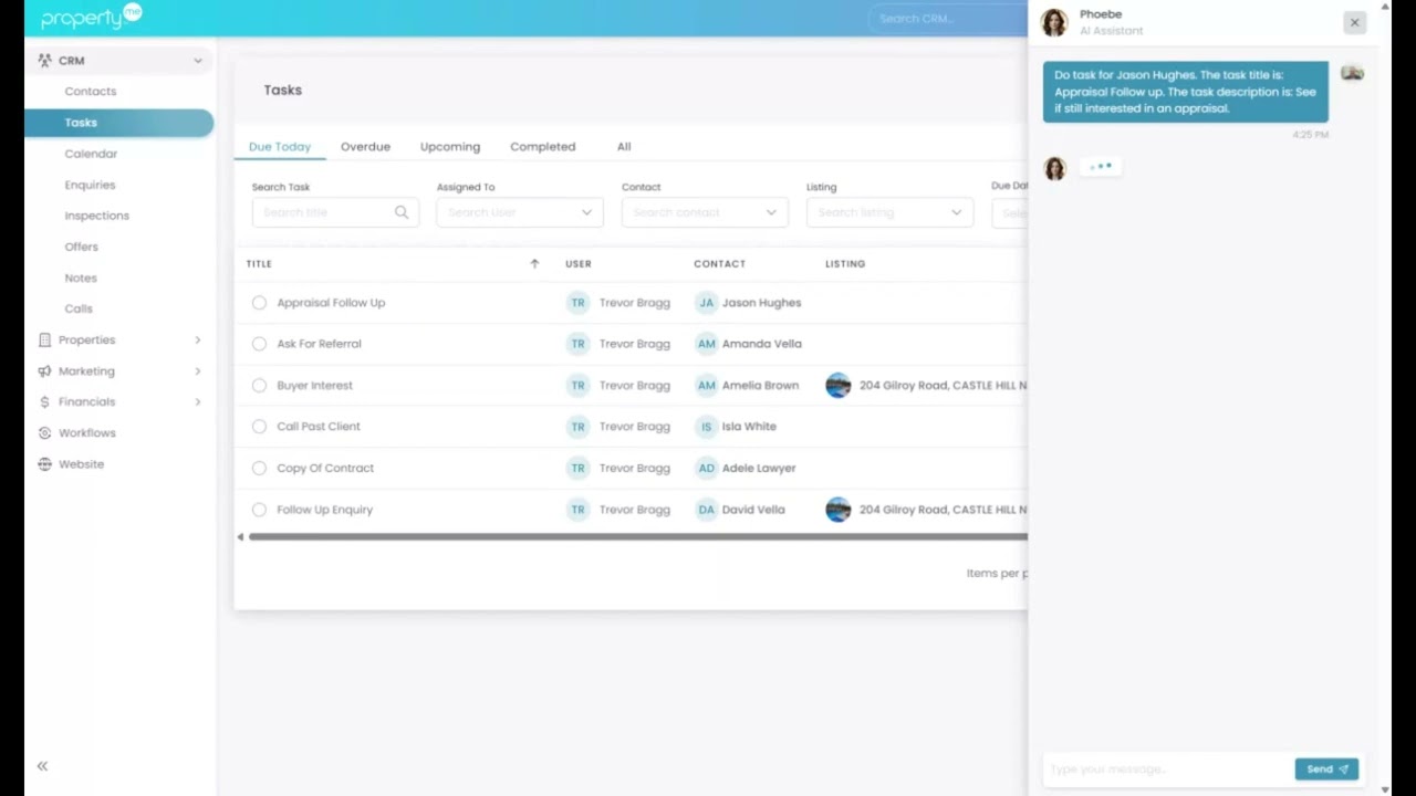 PropertyMe CRM | Tasks