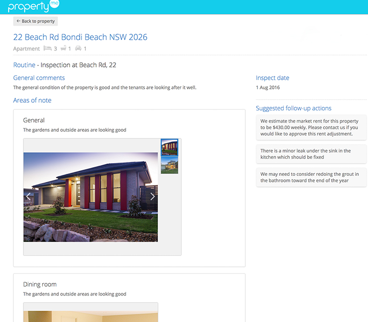 PropertyMe Owners Portal Inspections Report Detail