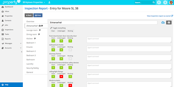 PropertyMe Inspections Generate Entry and Exit Reports