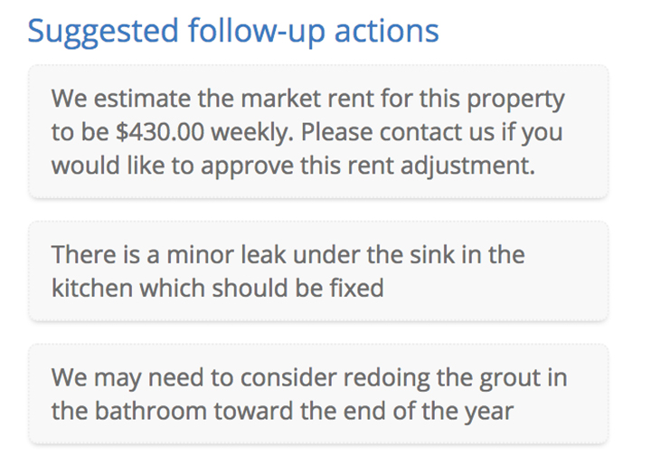 PropertyMe Inspections Follow Up Actions