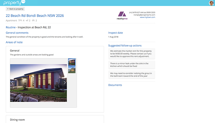 PropertyMe Routine Inspection Report Owners