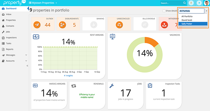 PropertyMe Features for Trust Accountants Filter Options