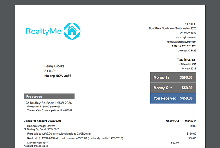 PropertyMe Features for Trust Accountants Statements