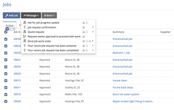 PropertyMe Feature Spotlight Jobs Send Message