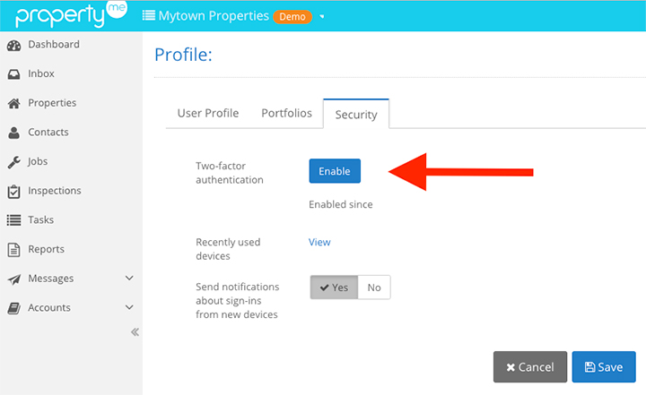 PropertyMe Feature Spotlight Security Two factor