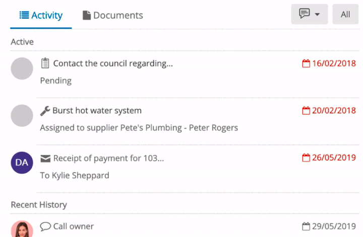 Activity feed