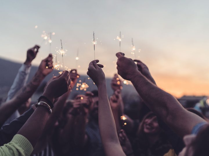 People using sparklers.