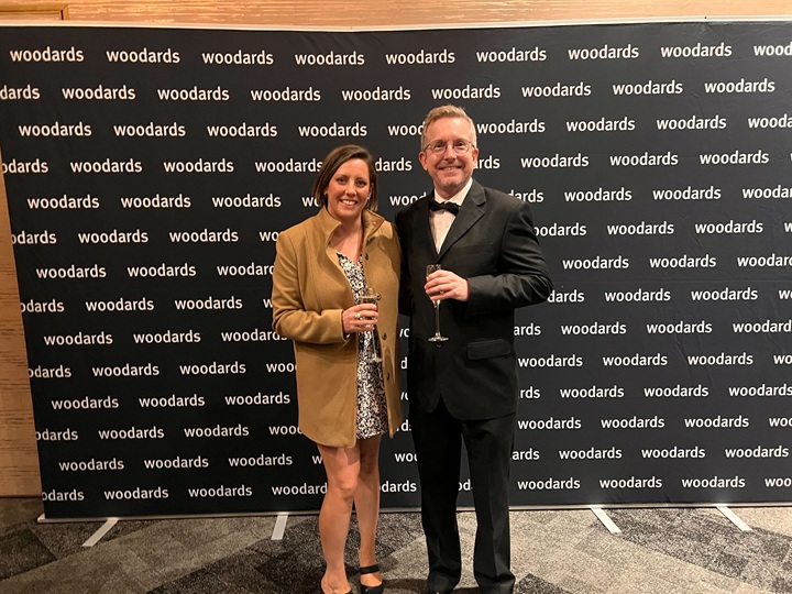 Rachel Cosson and Scott Lamin (PropertyMe) at Woodards Real Estate Gala Awards