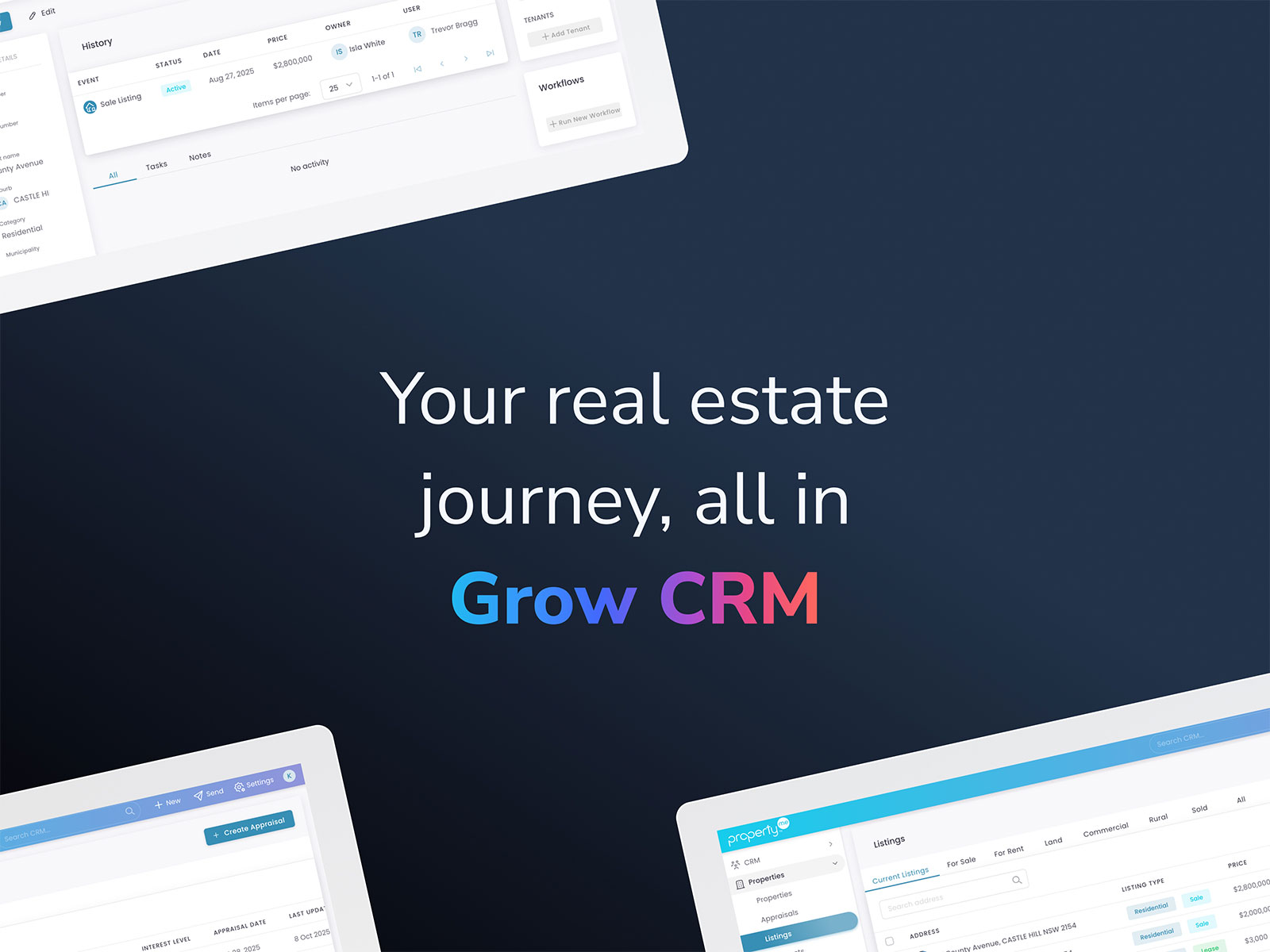 Connect your entire real estate journey with PropertyMe’s Grow CRM