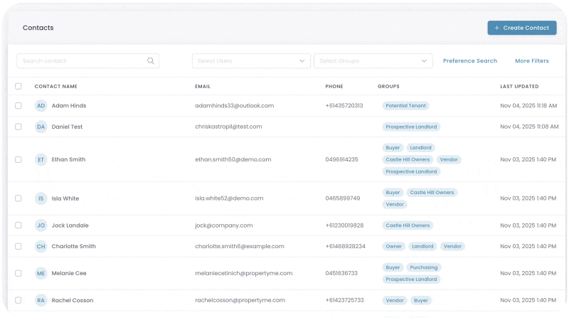 PropertyMe's Grow CRM - Contact Management