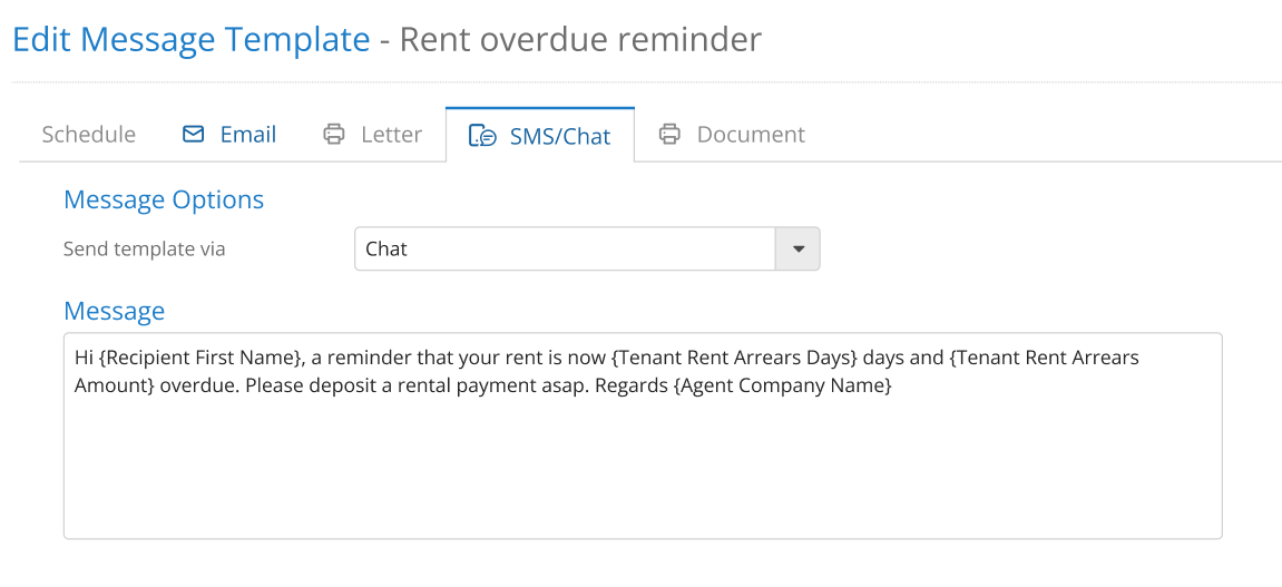 Chat message templates