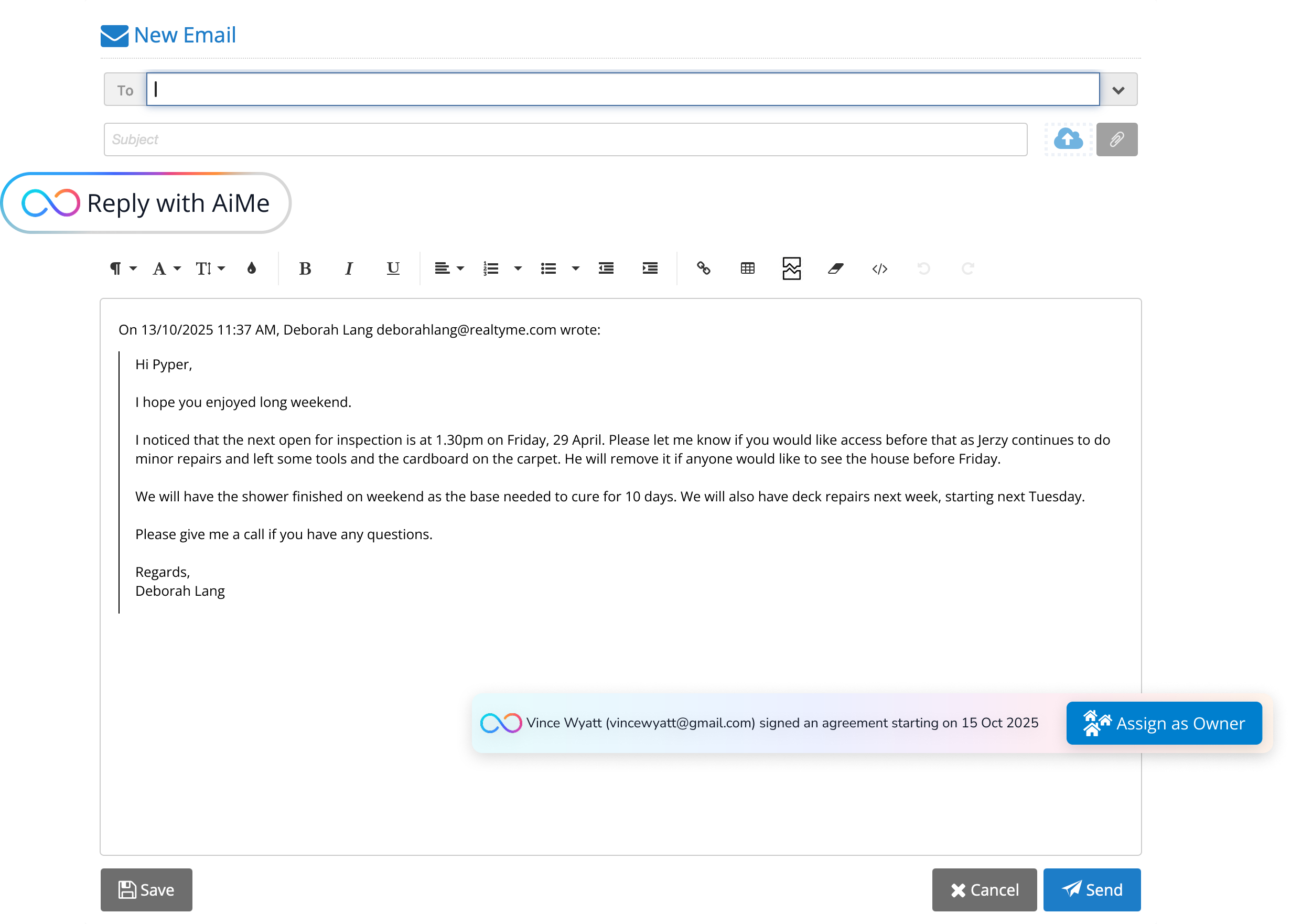 Reply with AiMe - PropertyMe's AI email assistant
