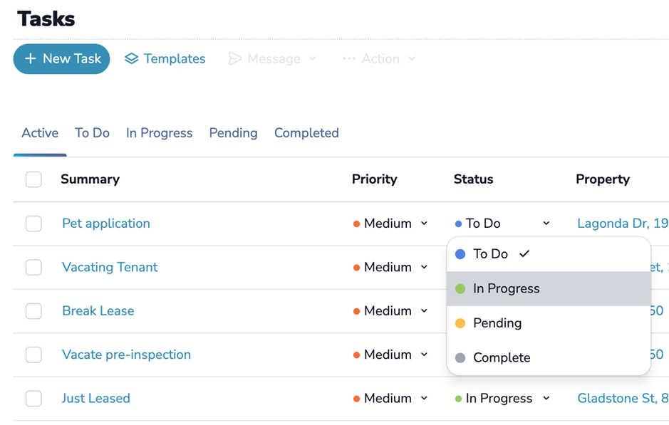 Redesigned tasks list