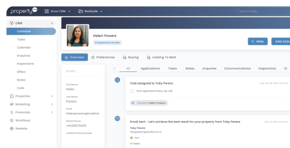 Grow CRM interface