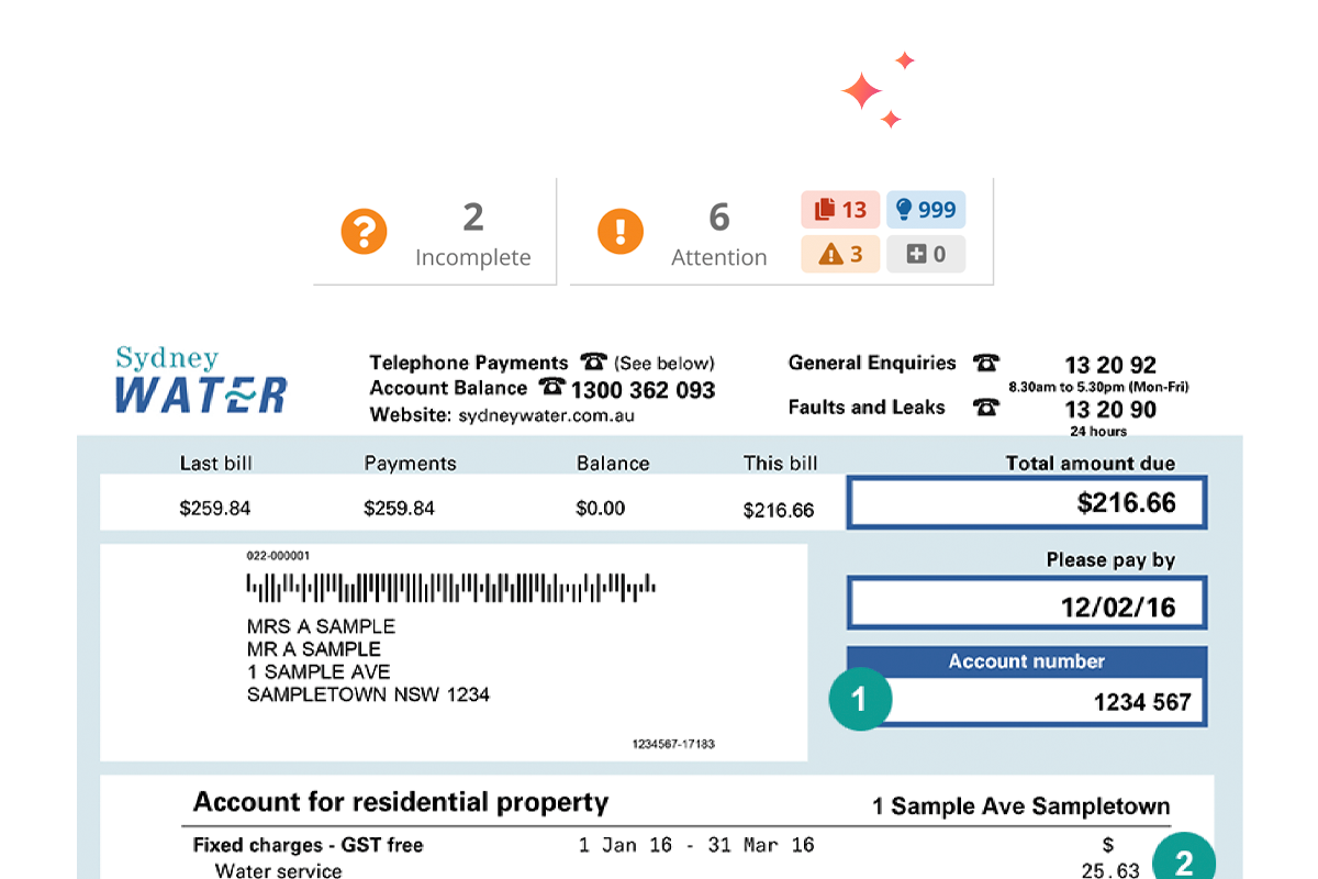 Bills AI invoice extraction interface