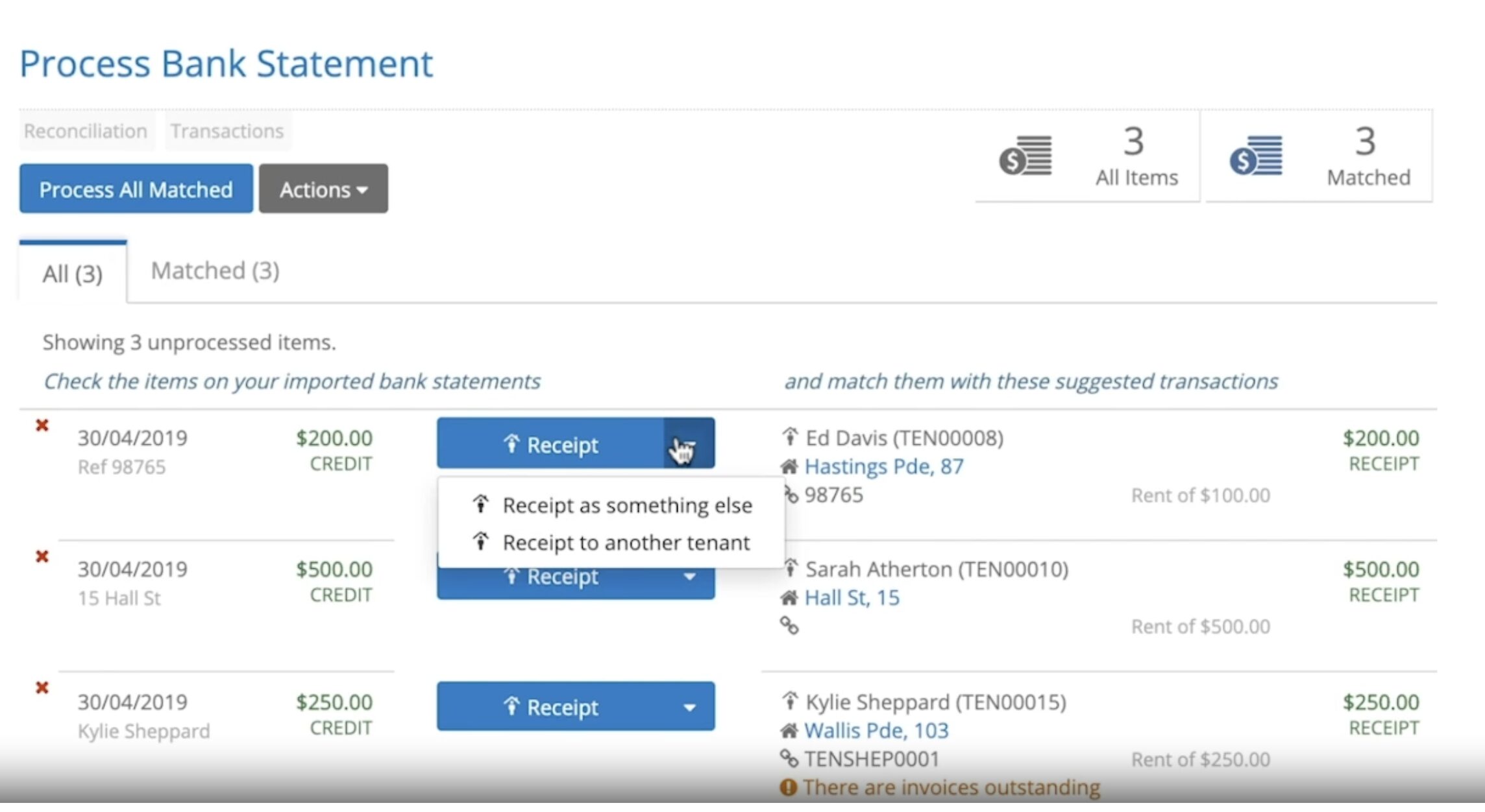Import Transactions: Upload the file, skip the data entry